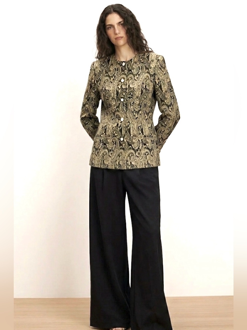 TALBOTS VTG GOLD METALLIC SHIMMER JACKET 12P MP FESTIVE PARTY WEDDING CRUISE